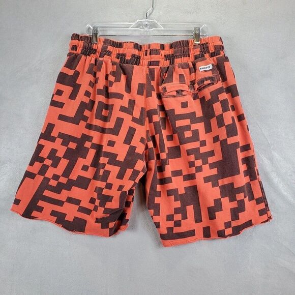 Trukfit Shorts Mens 3XL Orange Fleece Trippy Geometric Skateboard Lil Tommy - Picture 9 of 11